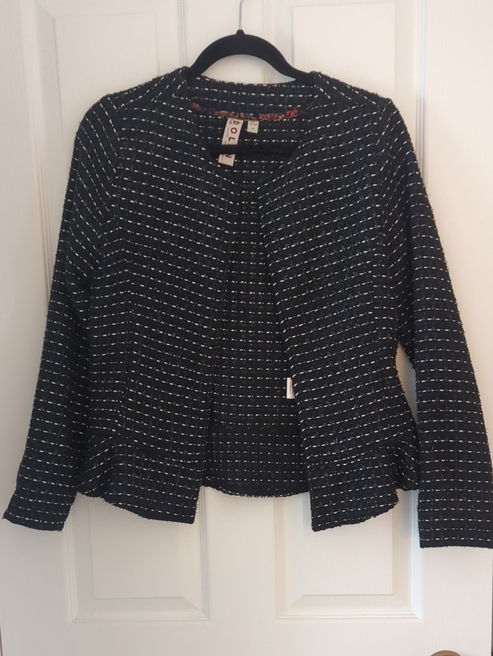 dolan Black, Silver And Navy Tweed Open-Front Jacket